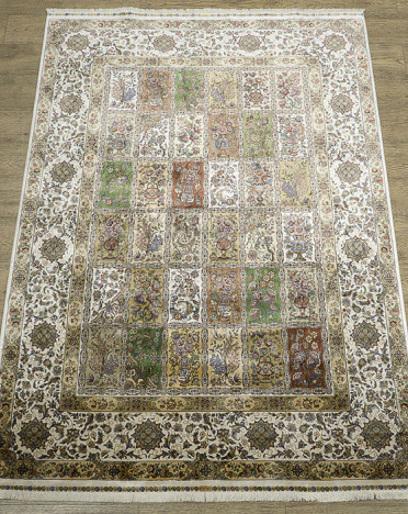 Ковер турецкий 2017O QUM (Шелк+Модал, кремовый)