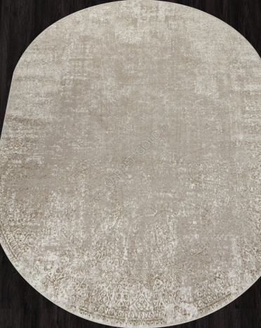 Ковер турецкий 02477G SAFARI (Полиэстер, бежевый) овальный