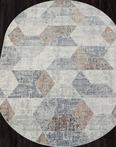 Ковер российский F257 ZUMMA (PP Heatset Высокоплотный, оранжевый, серый) овальный