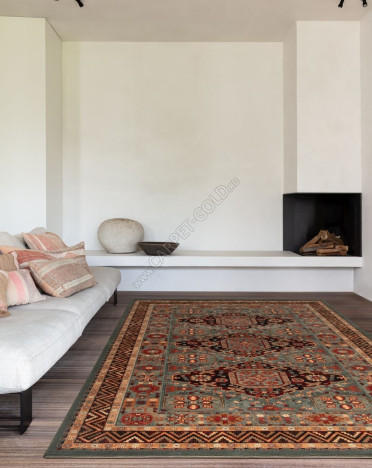 Ковер бельгийский 4308400 KASHQAI Shapur (Шерсть, зеленый, терракотовый)