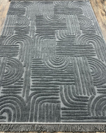 Ковер турецкий 23962A QUEST (Полиэстер, антрацит)