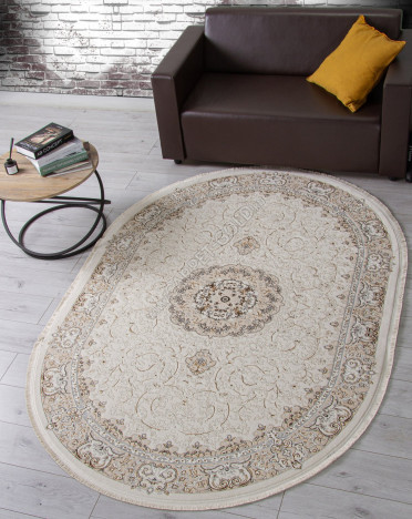 Ковер M107A - CREAM / CREAM - Овал - коллекция ZARINA