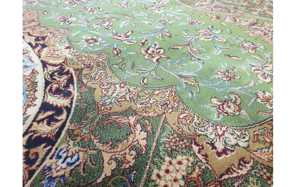 Турецкий ковёр шелковый QUM 2041- 9054E YESIL/BEJ