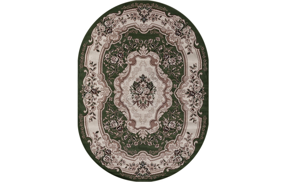 Ковер D017 - зеленый - Овал - коллекция GAVANA