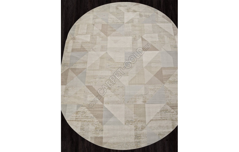 Ковер F416AD - BEIGE / L.BROWN - Овал - коллекция AFINA