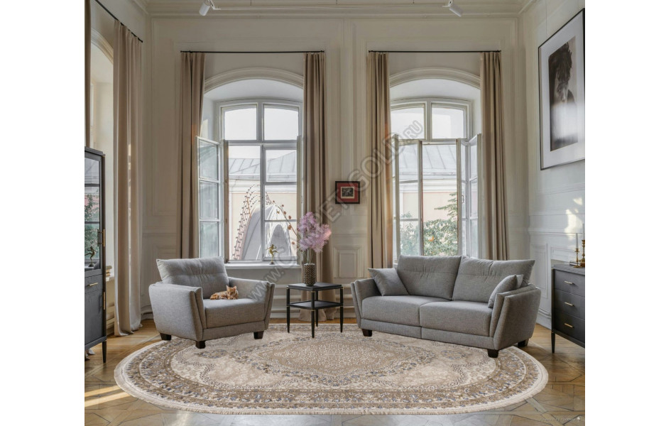 Ковер 27226A - BEIGE / BLUE - Овал - коллекция MOSSO